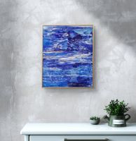 Originalgemälde  Blau Abstrakt Leinwand 50x40 cm Unikat!!!