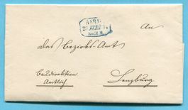 Faltbrief von Aarau nach Lenzburg 1854