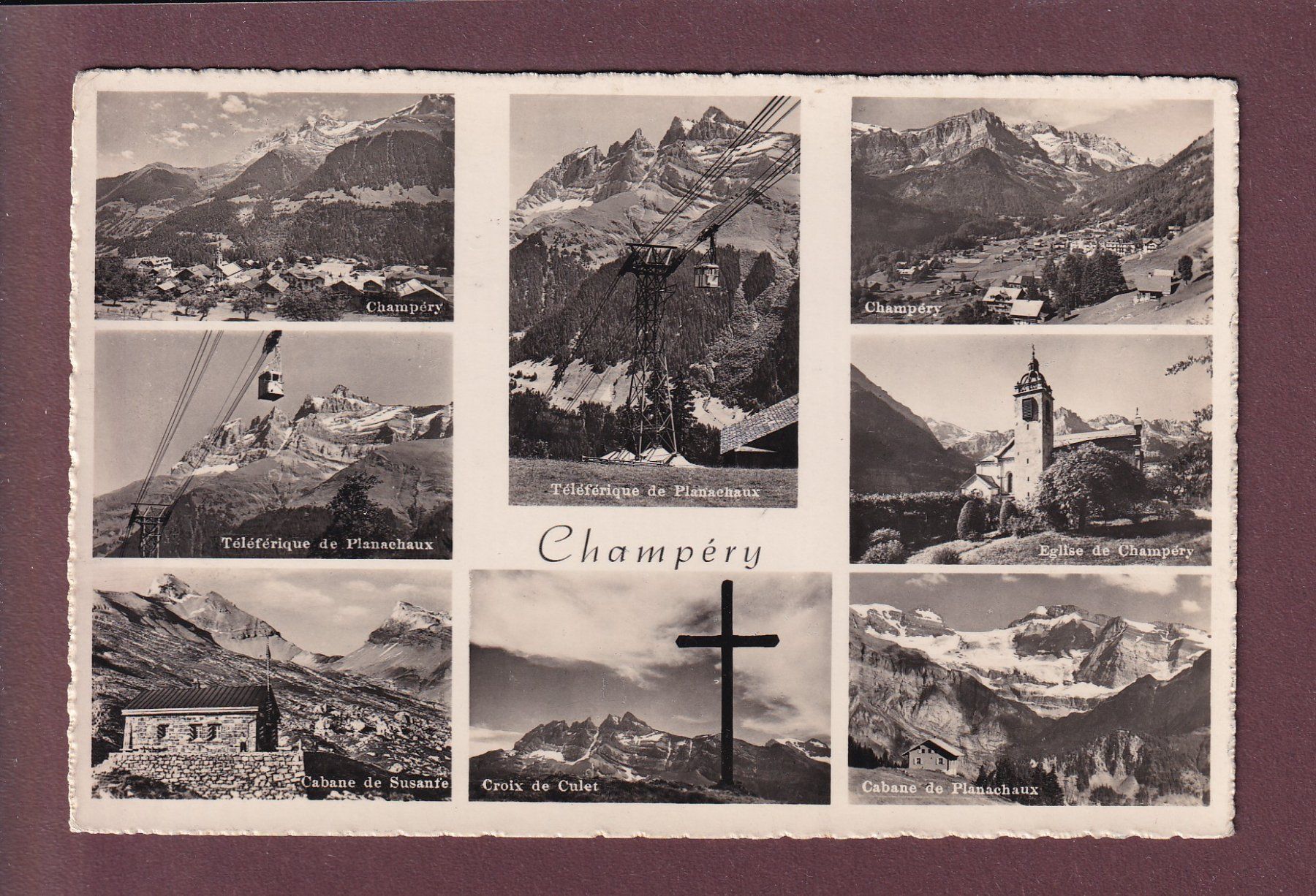 Cartoline postali: CHAMPERY - 8 images - 1947 – Usato da Pully venduto da nicecards