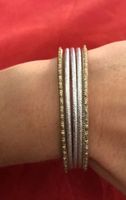 5 bracelets anneau couleur argent