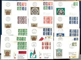 1974-80 FDC mit Div. ilustr. Architektur und Kunsthandwerke
