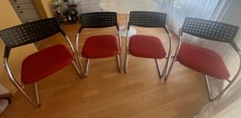 4 originale Vitra vis à vis Freischwinger Stühle