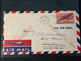Luftpost Brief 1946 von New York nach Schaffhausen