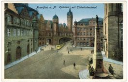 AK Frankfurt a. Main, Rathaus vor dem Krieg mit Tram