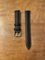 Uhrenarmband 18mm Leder schwarz mit Naht 