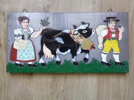 APPENZELLER BLEIPLATTENBILD EMIL FÄSSLER KUH MIT GLOCKE SENN