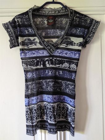 JEAN PAUL GAULTIER : Shirt mesh imprimé bleu S-M