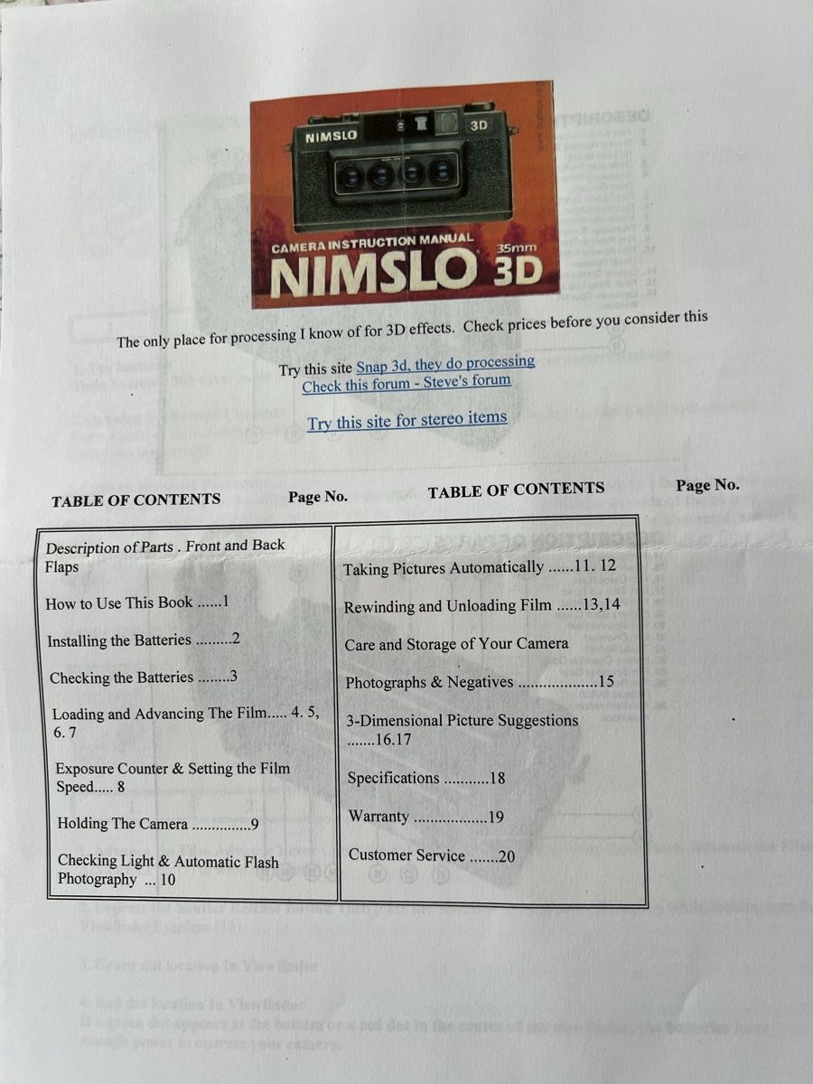 Fotocamera: NIMSLO 3D Kamera – Usato da Reinach BL venduto da countryhouse 4