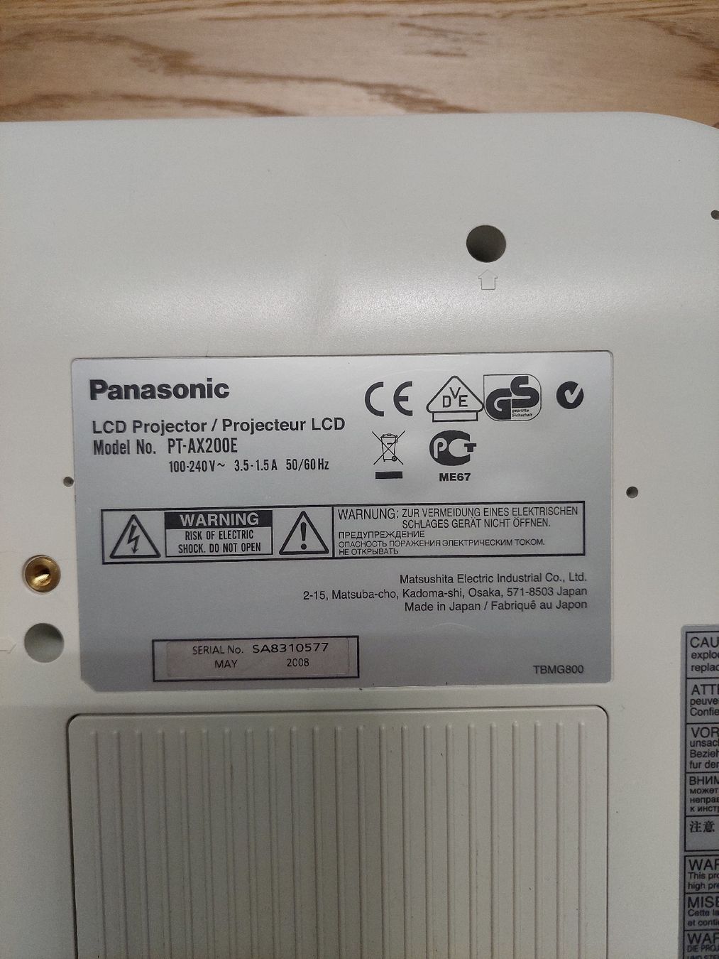 Panasonic Proiettori: Proiettore difettoso  – Difettoso da Tesserete venduto da Simo000 3