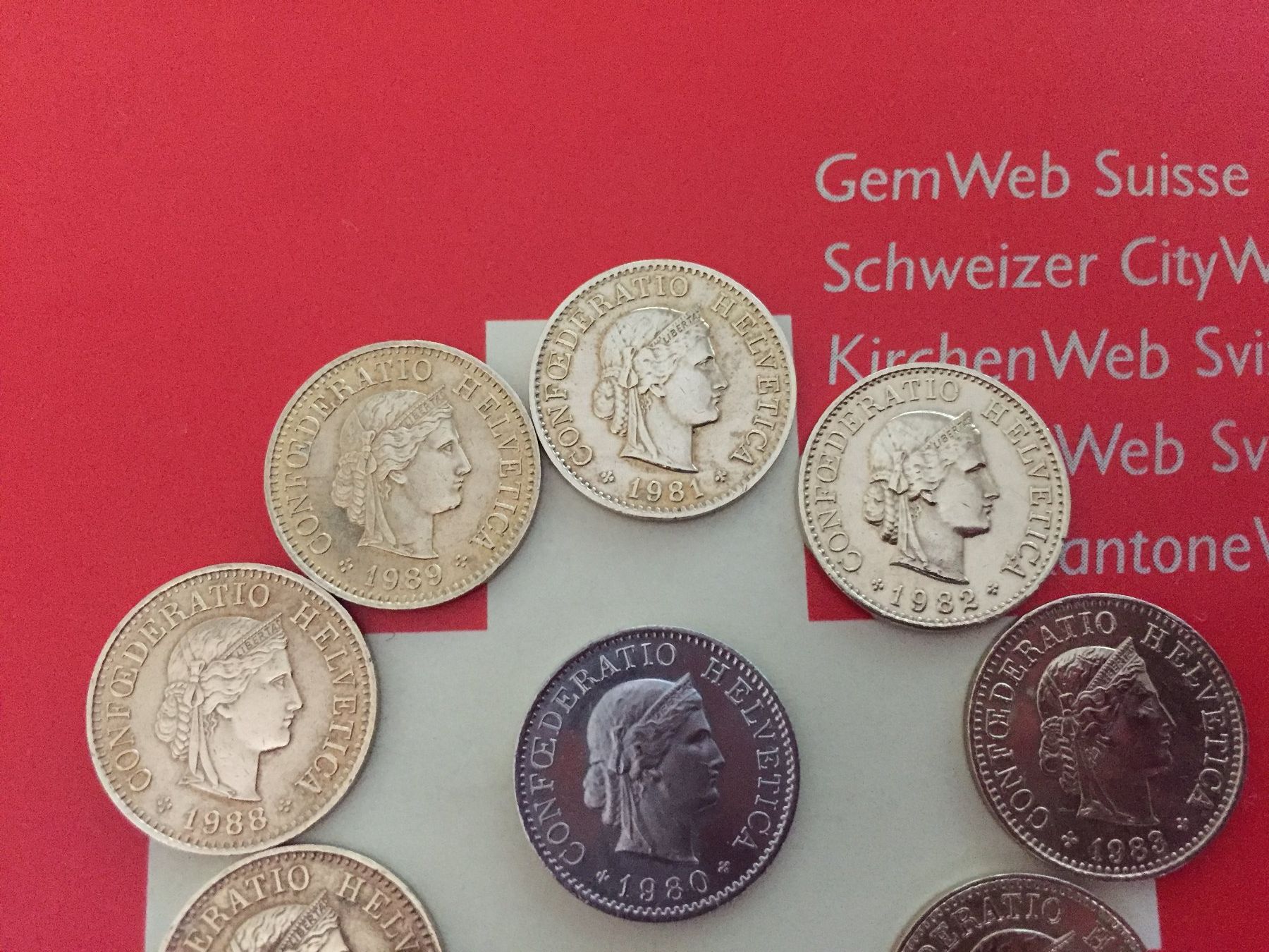 Alle Münzen: 5 Rappen 1980-1989 komplett – Gebraucht aus Elsau von herbybay 1