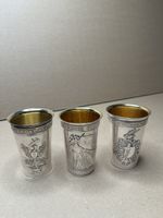 3 Schweizer Schützenbecher. 800er Silber Teil vergoldet