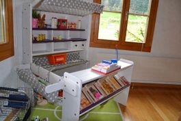 Kinder Verkaufsladen, Einkaufwagen und Zubehör