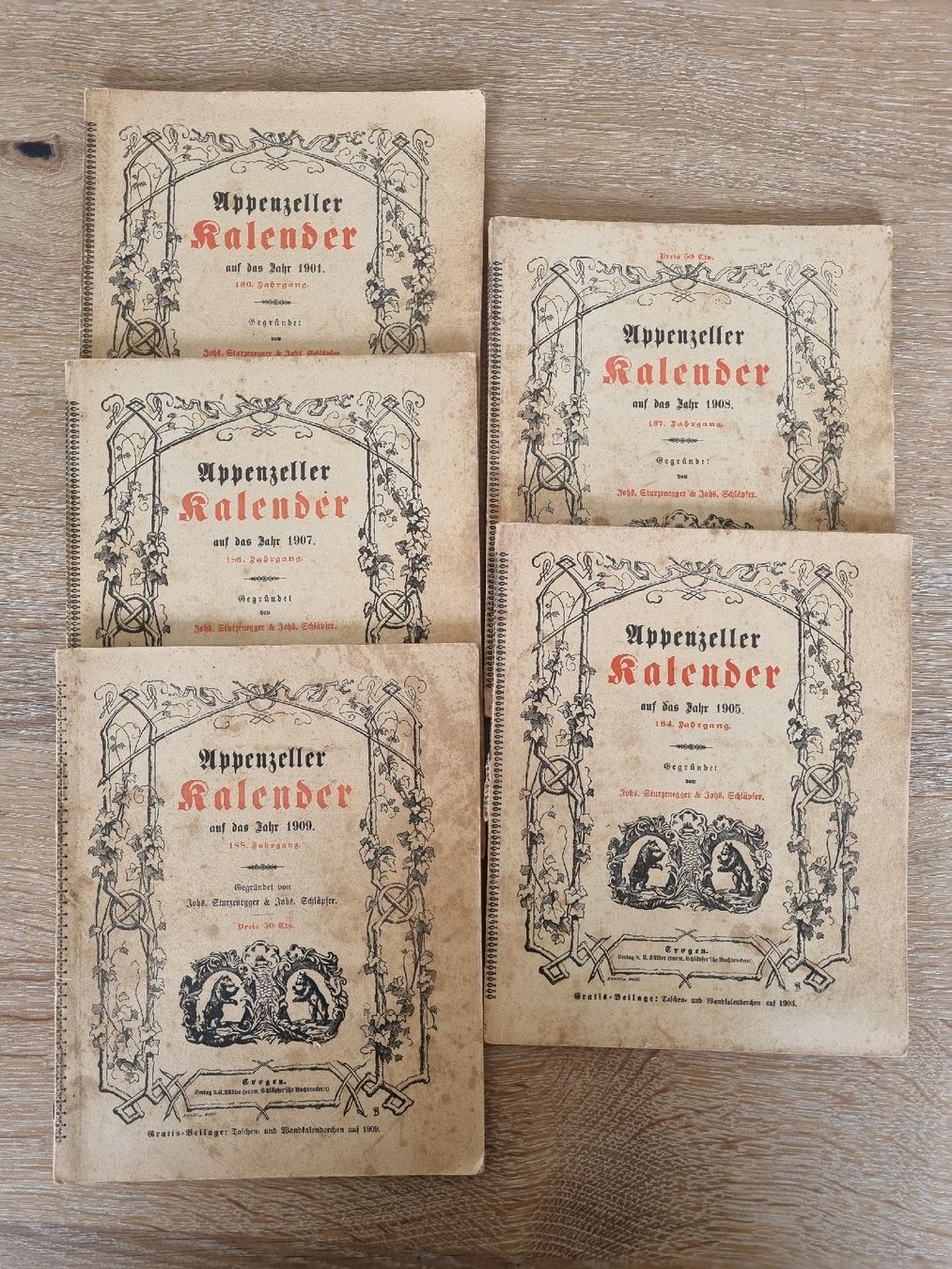 Calendari: 5 Appenzellerkalender ab1901 bis 1909 – Usato da Abtwil SG venduto da danikari