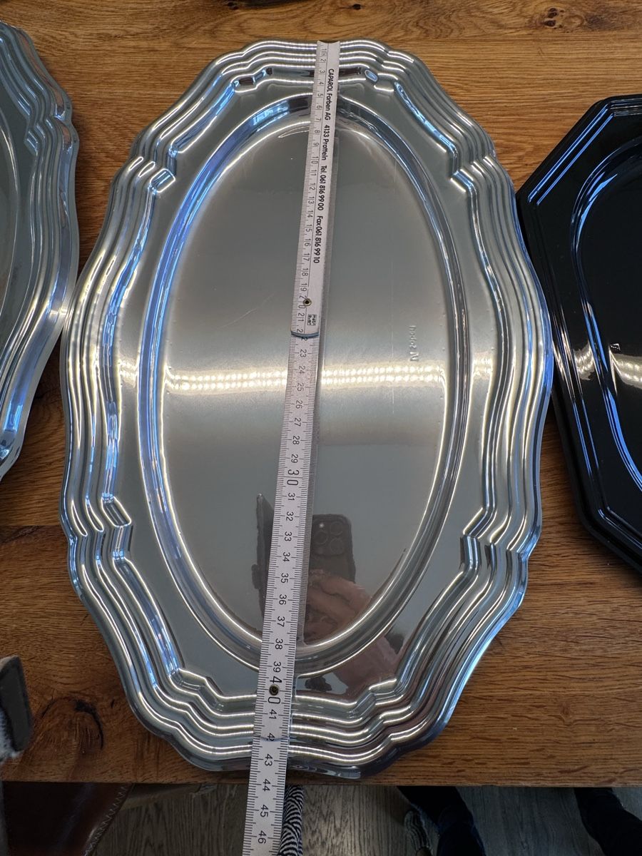 Piatti di portata: Servierplatten Set silber und schwarz – Usato da Niederbüren venduto da Oetschli 6