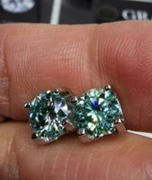 Boucles d'oreille argent avec moissanites 2 ct certifié GRA