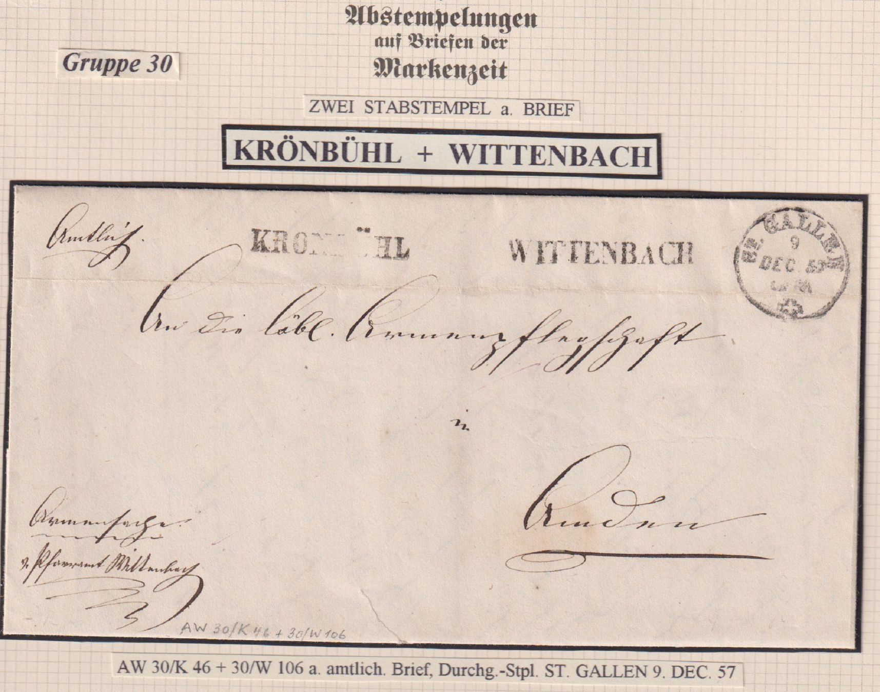 Tous les timbres: Zwei Stabstempel auf einem Brief !Top! – D'occasion à Bibern SH par Heinibuehrer