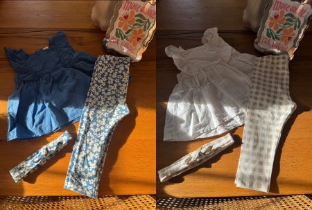H&M BABY GIRL 🤎💙 1 set top & leggings 86 (! prix par set!)