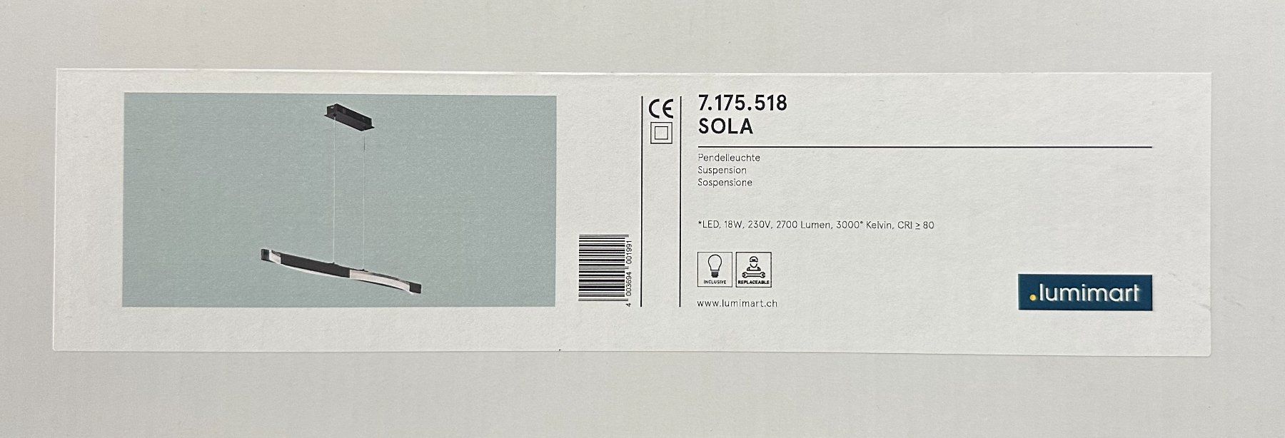 Lampadari & plafoniere: Design-Pendelleuchte "Sola" (Neu!) – Nuovo e nell'imballaggio originale da Biel/Bienne venduto da Incredible 1