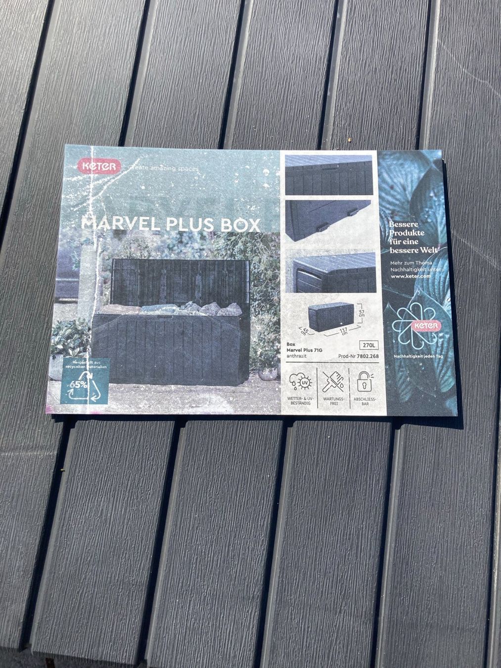 Box contenitori: Keter Marvel Plus Box 270L Aufbewahrungsbox Outdoor – Usato da Gontenschwil venduto da colibri24. 2