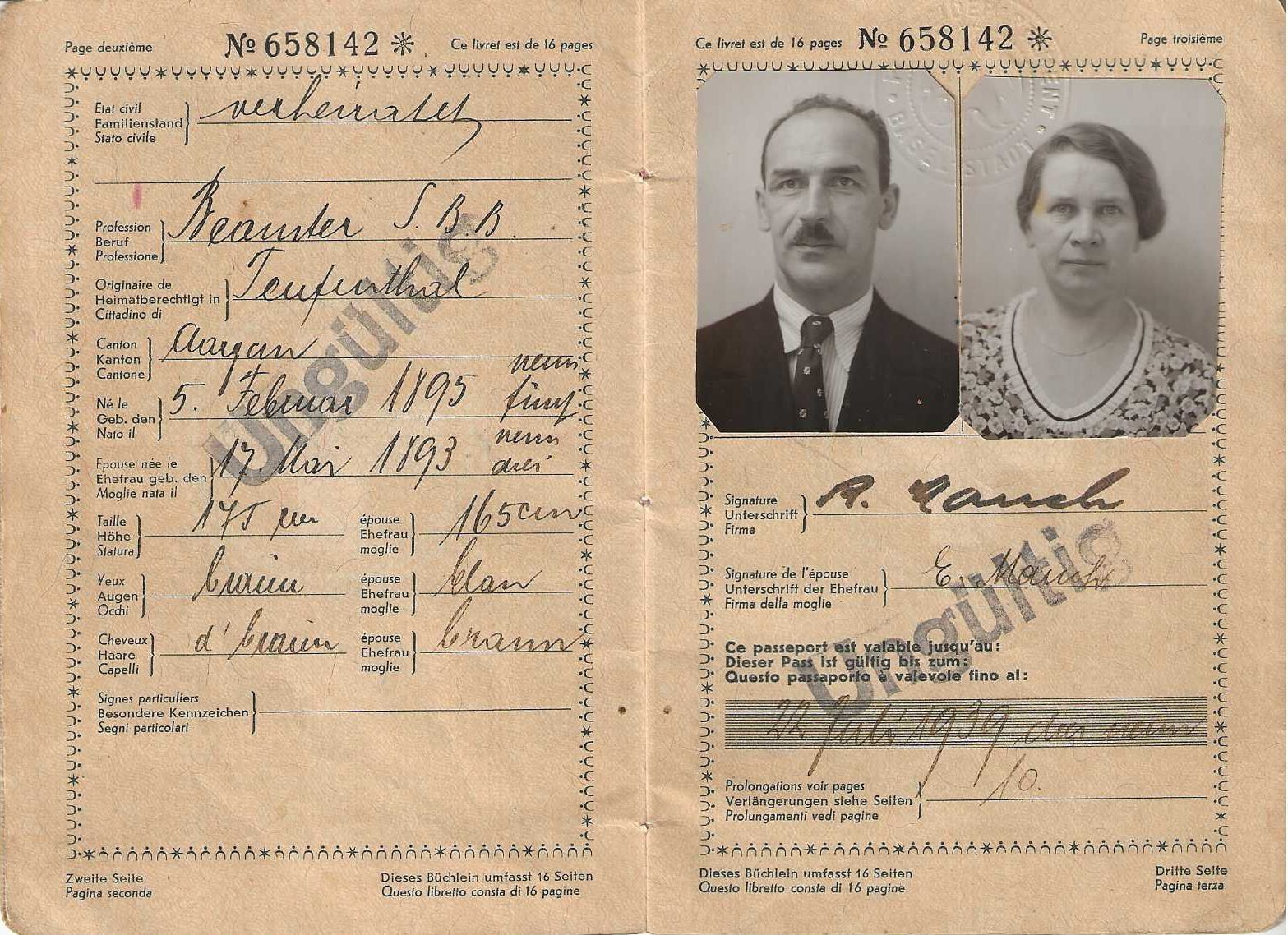 Documenti: Schweizerpass 1936 Basel. Div. Zollmarken Italien – Usato da Basel venduto da Bingis 2