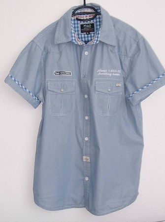 Kurzarm - Hemd, Gr. L, Blau/Weiss gest. * MIRACLE OF DENIM*