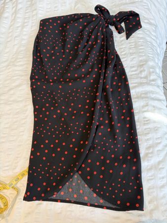 Missguided Black & Red Polka Dot Wrap Skirt -