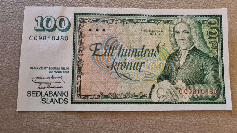 Island 100 Kronur Schein, Banknote, Jahr 1981, Top! (Gebraucht) in ...