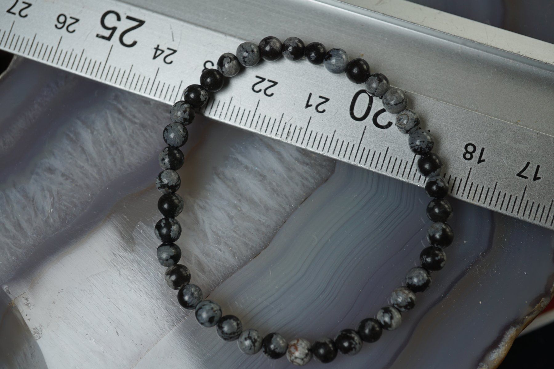 Minerali & Pietre curative: Schneeflocken Obsidian   Kinder  4mm    Armband – Nuovo e nell'imballaggio originale da Eschenbach SG venduto da topstone 5
