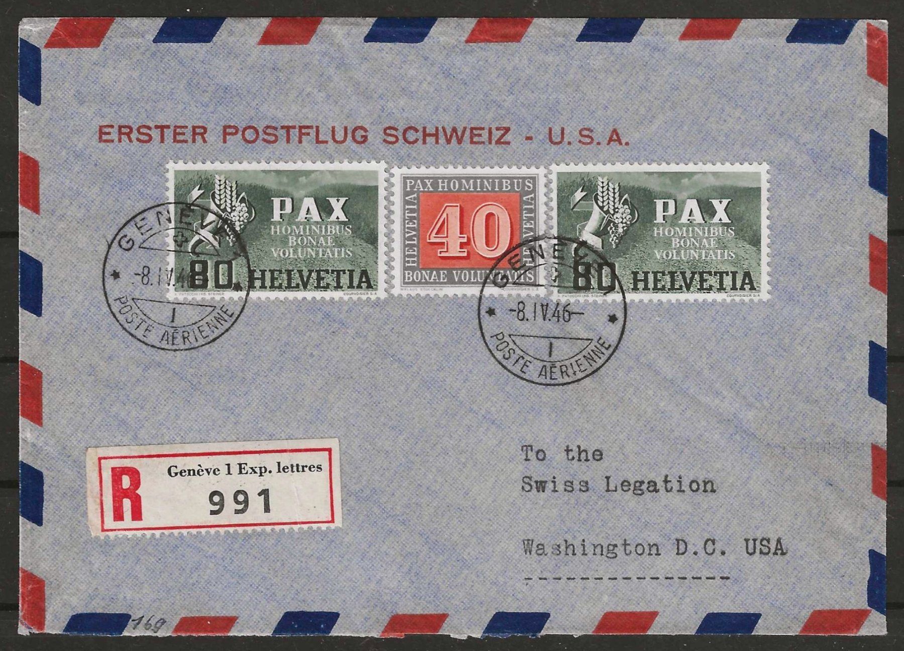 Tutti i francobolli: 1946 : 1. Postflug Schweiz - USA mit PAX – Usato da Gümligen venduto da Geniusbuy