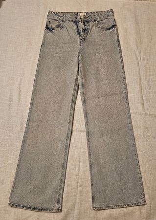 H&M Wide Leg Jeans Hellblau Gr. 40 High Waist Straight Wide 
