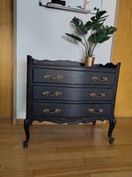 Vintage Kommode Louis-XV-Stil, schwarz lackiert