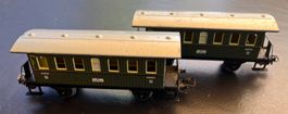 2x Dampf Personenwagen grün/beige 2. Kl. Zustand gebraucht