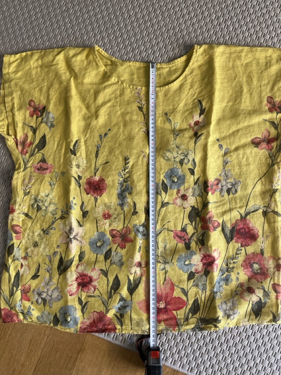 T-Shirts: Leinen-Shirt Gelb mit Blumen, 44/46 – Gebraucht aus Solothurn von Bobesch08 6