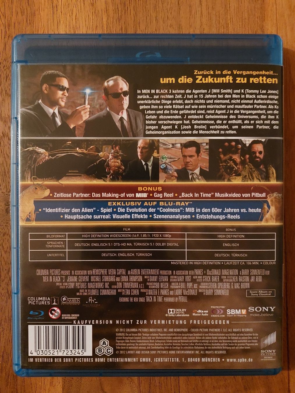 Tutti i DVDs: Blu Ray - MIB Men in Black 3 – Usato da Rheinfelden venduto da FilmAuktion 1