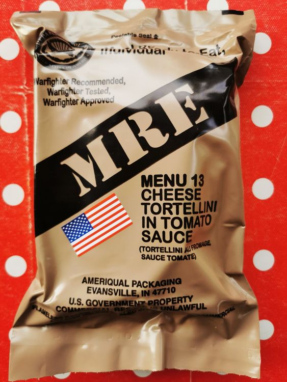 Original US Army MRE Menu 13 Cheese Trotellini Insp. 2/2025 Kaufen