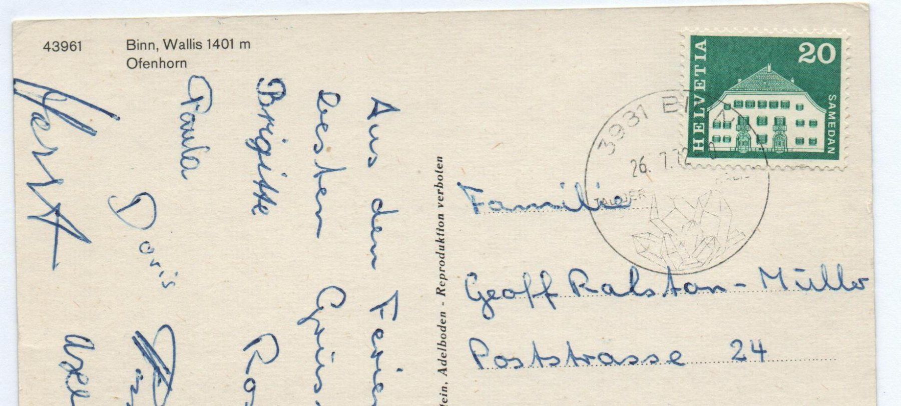 Cartoline postali: BINN mit Ofenhorn – Usato da Jona venduto da philajona 1