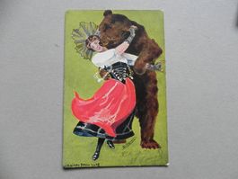 Karte Bär lustig Tanz Kuss 1902 Bern