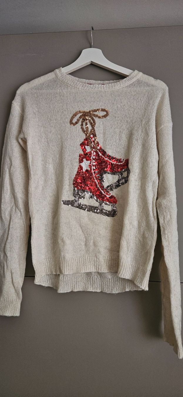 Maglioni & Felpe: Pullover mit Pailletten Eislaufschuh Motiv, Beige – Usato da Birmensdorf ZH venduto da ele_mf8v