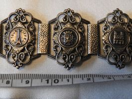 ARMBAND ZINN 100 JAHREN+SEIDESCHAL WEISS 120cm BEIDE PARIS