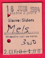 KARTON BILLETT, SIERRE/SIDERS - MELS, 2.KLASSE, EINFACH
