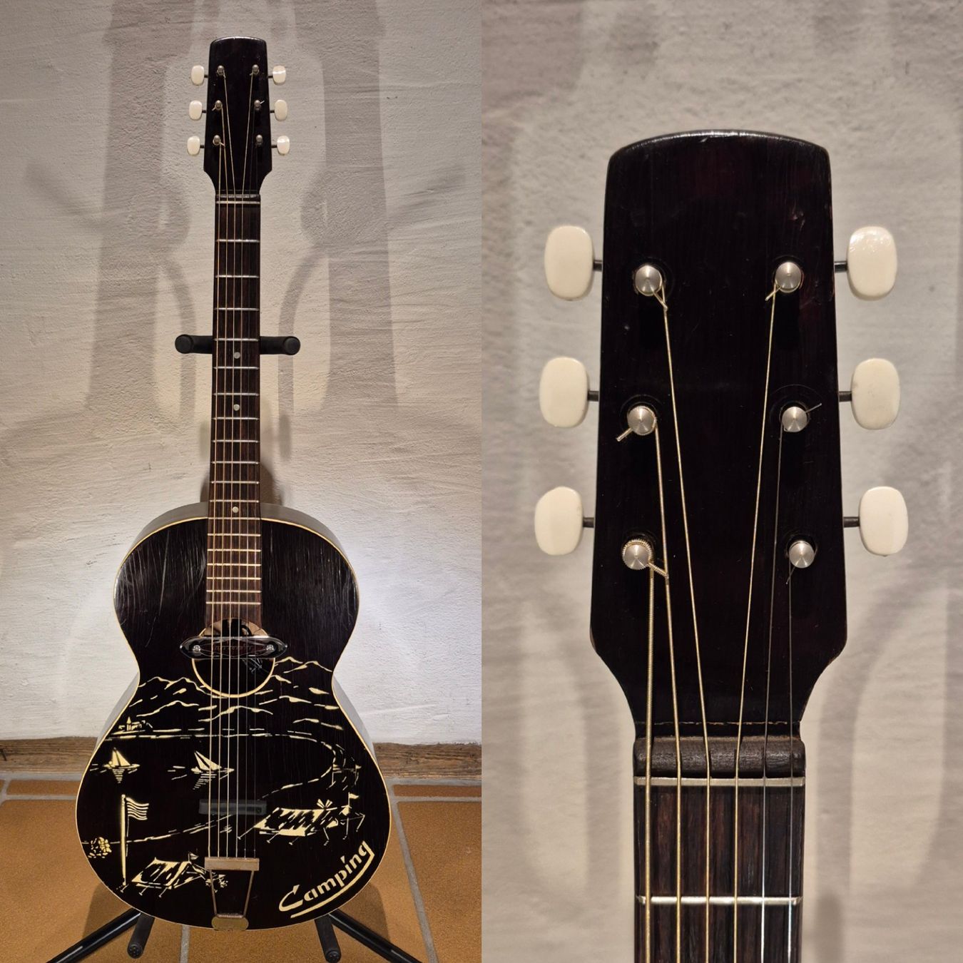 Framus Strumenti musicali: Rubber Bridge Conversion Framus 5/3 Camping 1950er – Usato da Winterthur venduto da NorrSydGuitars