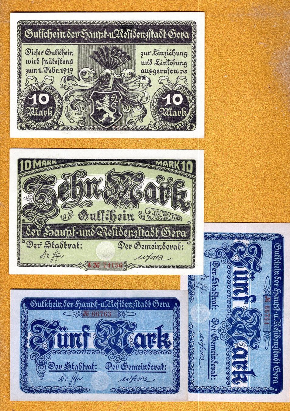 Banknoten: Germany noten Gera 4  stück UNz – Neu (gemäss Beschreibung) aus Leibstadt von baroc333