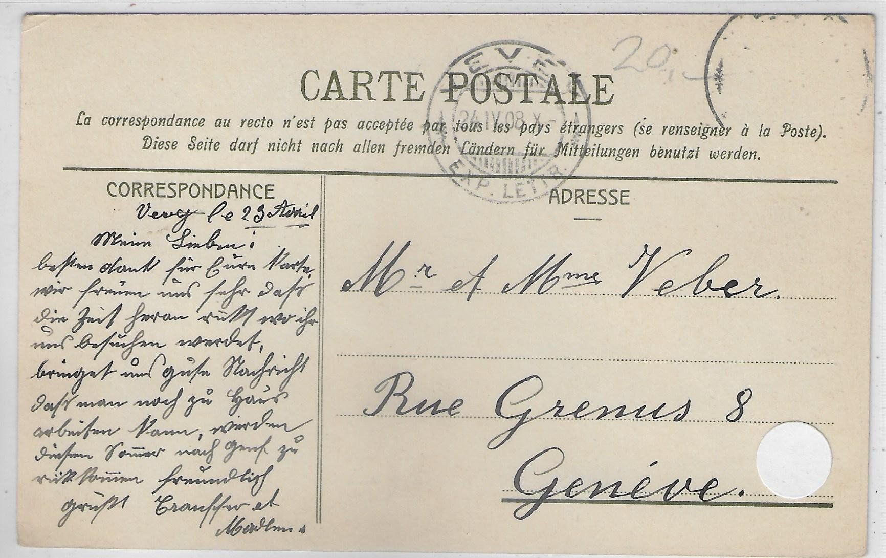 Cartoline postali: Vevey - Le Chateau - Kutschen - animee - Litho – Usato da Ettingen venduto da Kartenplanet 1