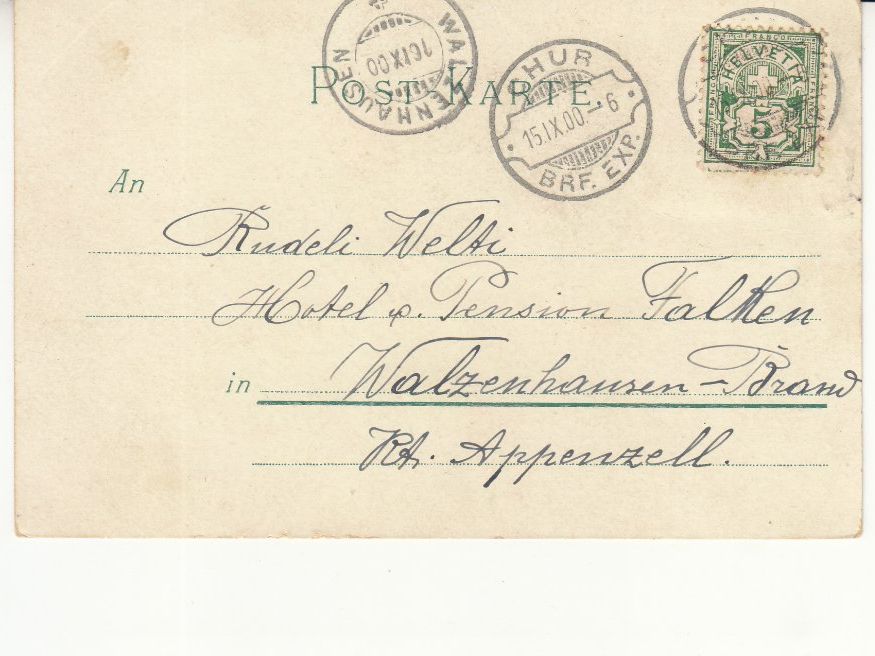 Ansichtskarten: AK Weinlese mit ST Rasierklinge Chur 1900 – Gebraucht aus Bürglen TG von StampGraf 1