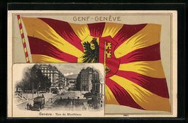 Litho Geneve, Rue de Montblanc, Fahne mi