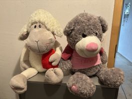 Kuscheltier-Set: Schaf mit Herz & Teddybär 🧸