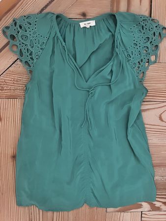 Bluse Suncoo Grösse S grün mit Lochstickerei