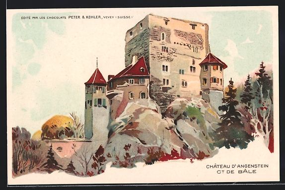 Cartoline postali: Litho Duggingen, Chateau d'Angenstein – Usato da Berlin venduto da bartko-reher