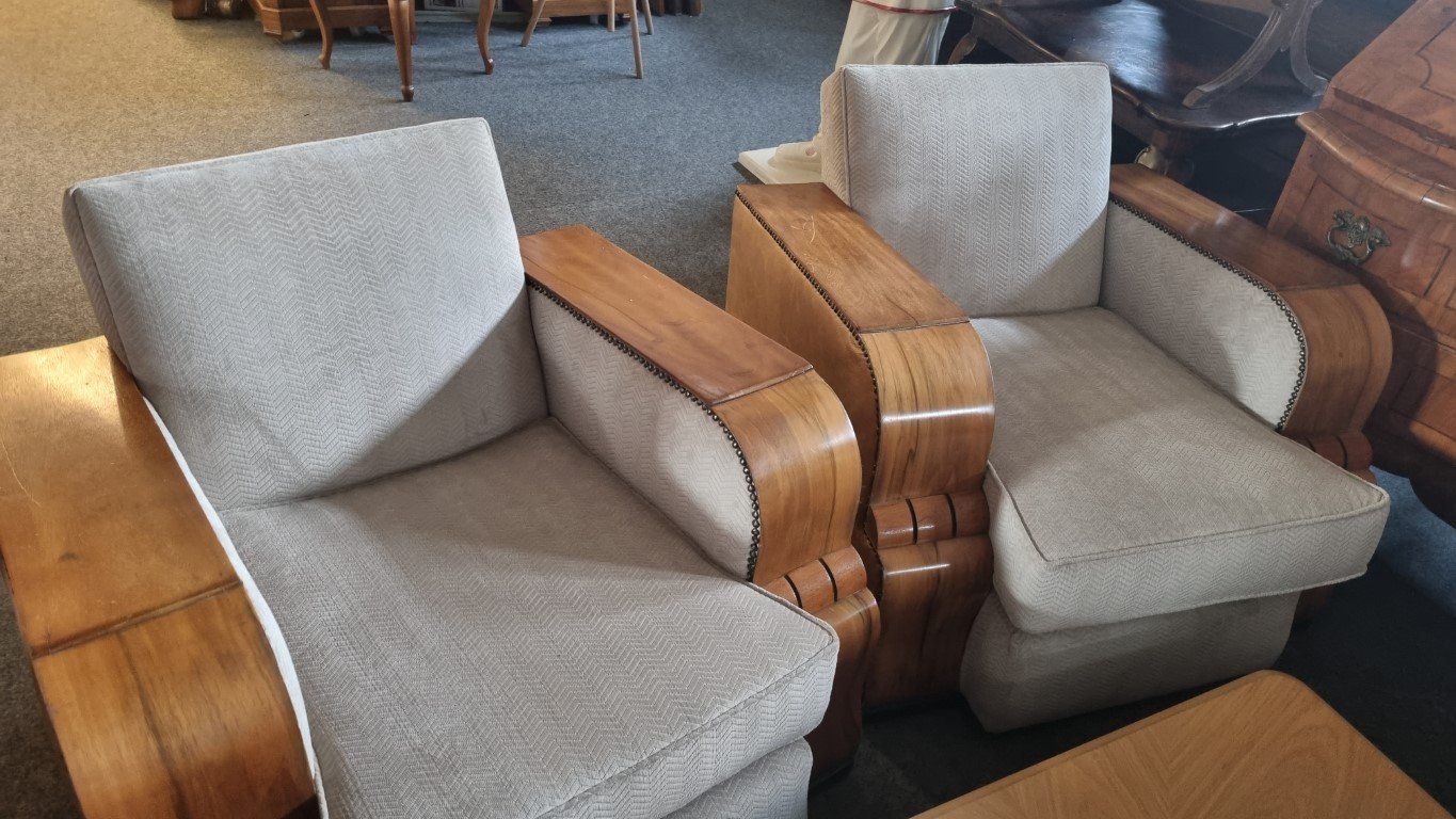 Sessel: Art Deco Sessel Polstergruppe 1930 – Gebraucht aus Flums von Flumsantik 1