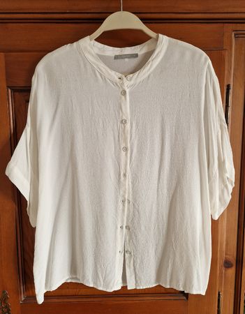 Sommerbluse von Nile, Gr. M, creme-weiss, Seide/Viskose.